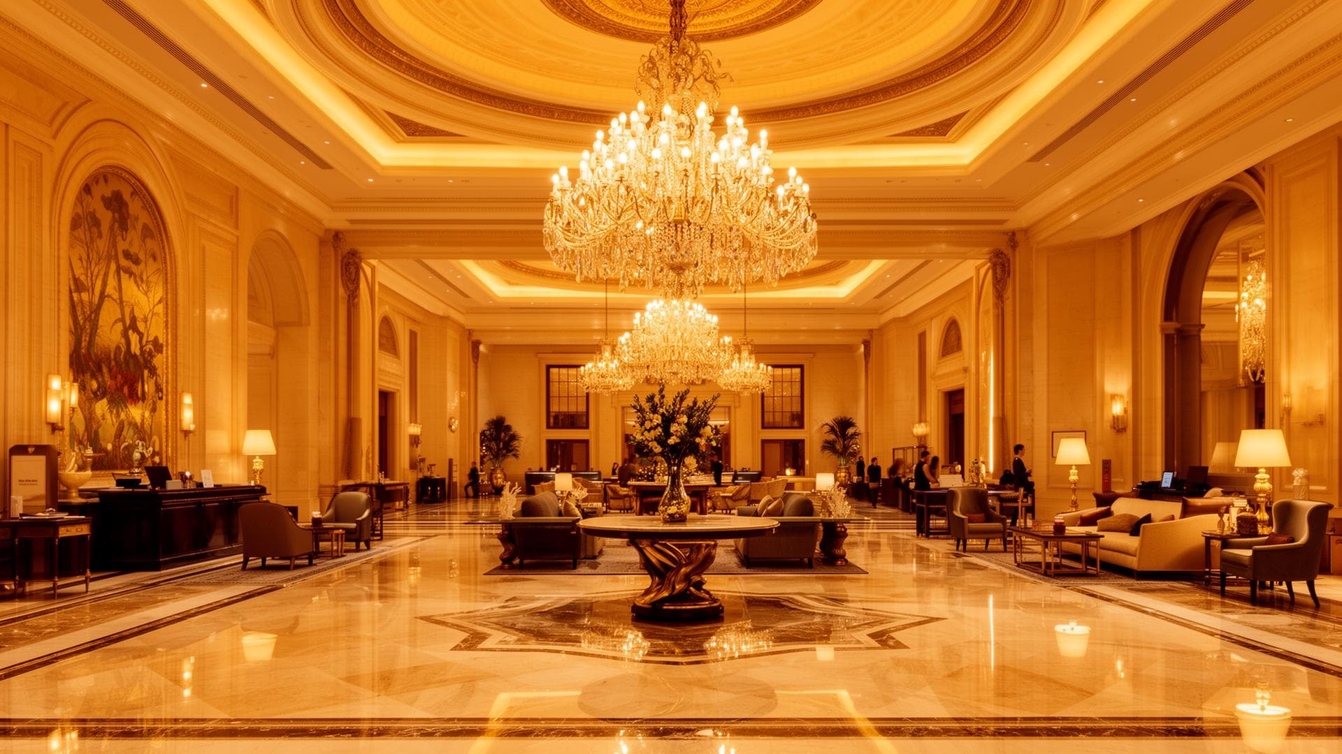 Luxury hotel lobby